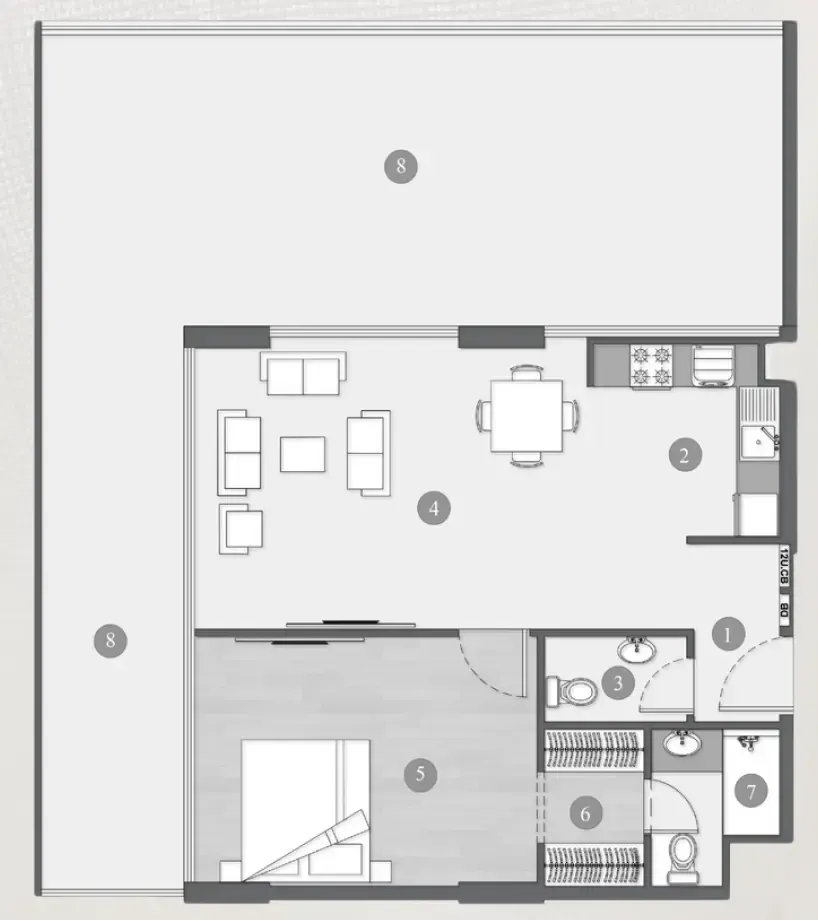 Elevia Residences  1 bed floor plan, 987 sqft
