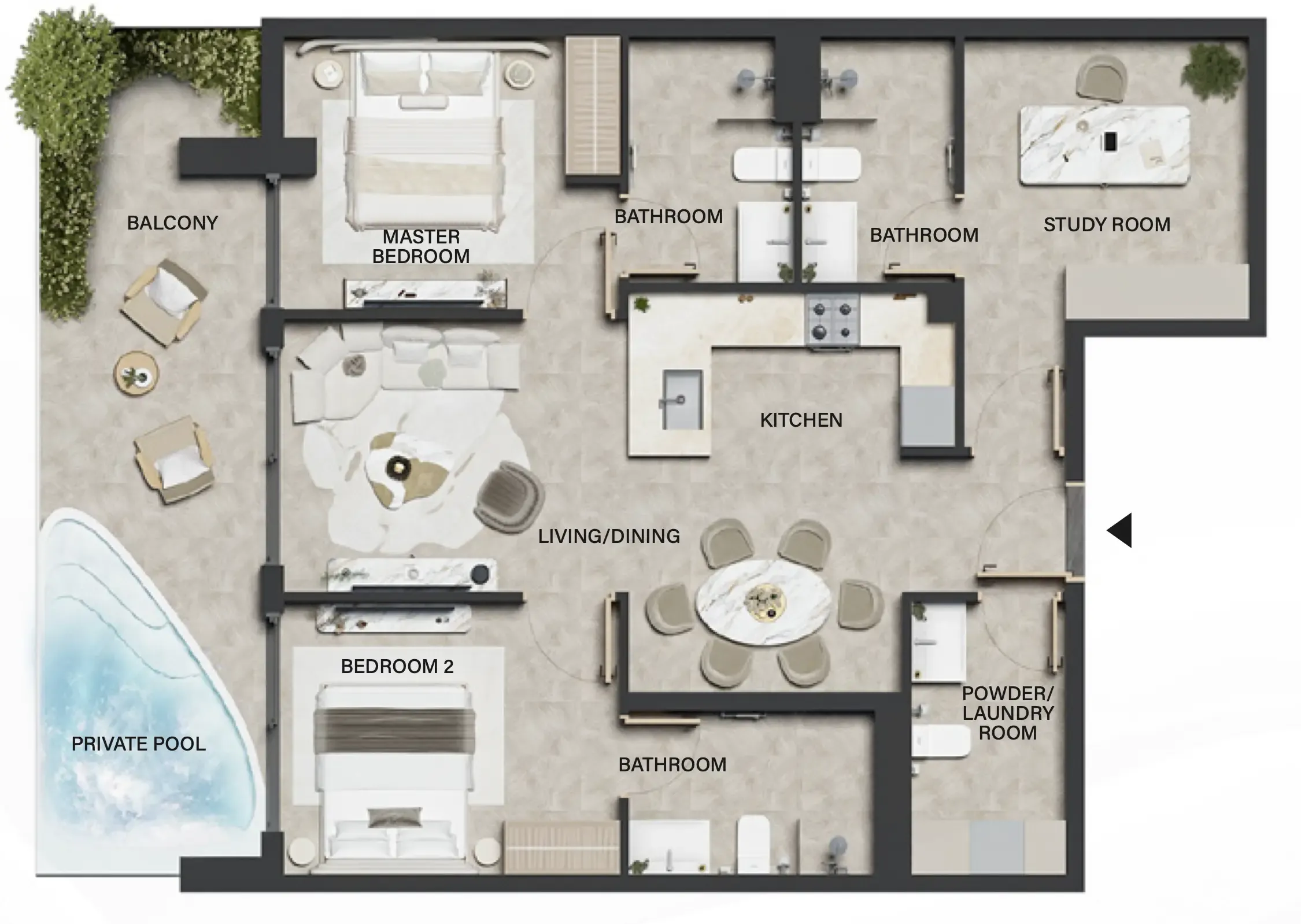 Weybridge Gardens 4 2 bed floor plan, 1,230 sqft