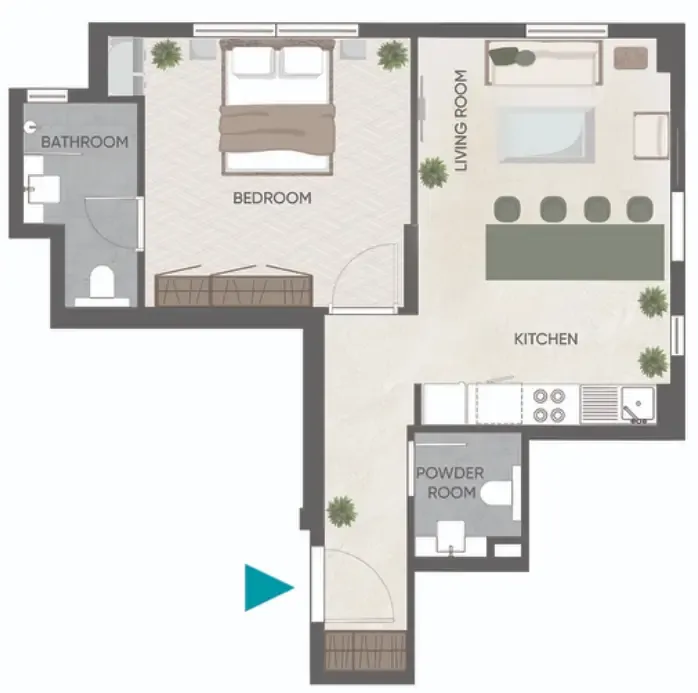 Eden Golf Views 1 1 bed floor plan, 586 sqft