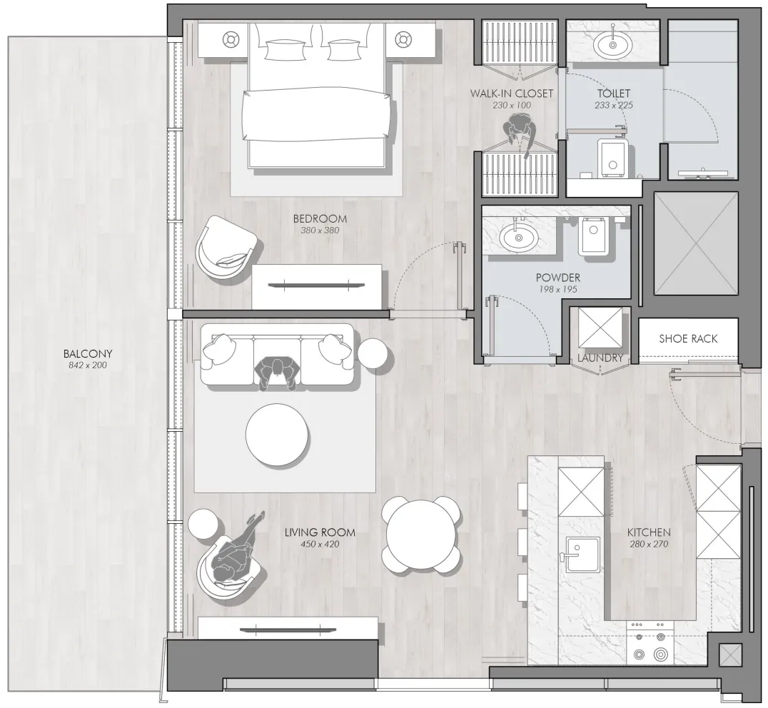 Avant Garde Residences 2 1 bed floor plan, 782 sqft
