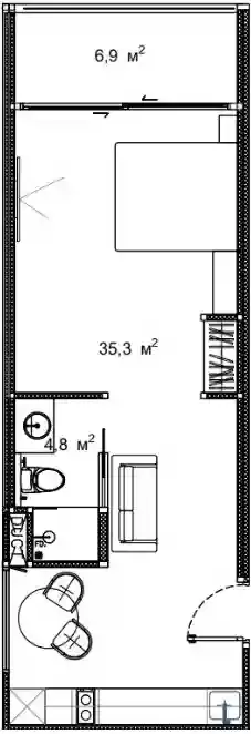 Sun Hills Lakeside 1 bed floor plan, 506 – 517 sqft