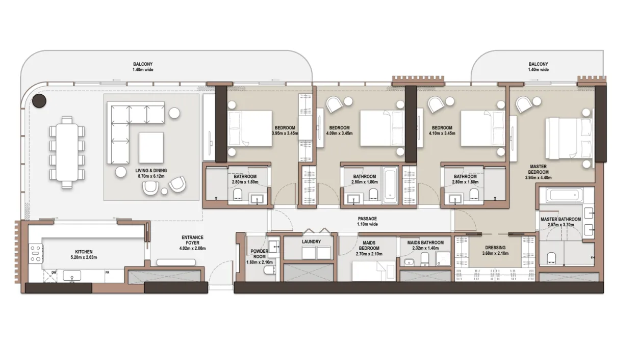 The Edit at d3 4 bed floor plan, 2,813 sqft