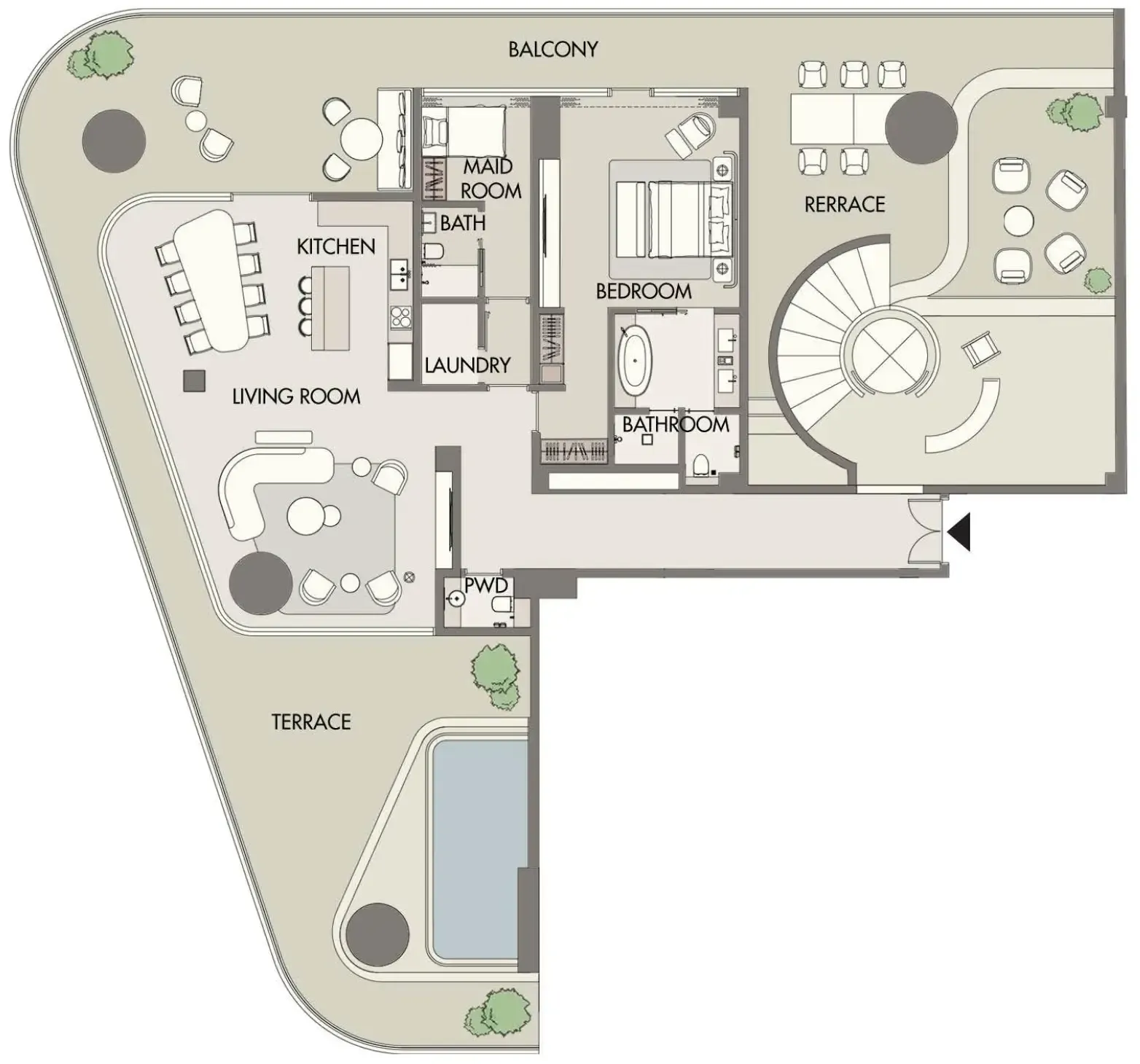 W Hotels and Residences Al Marjan 3 bed floor plan, 6,830 sqft