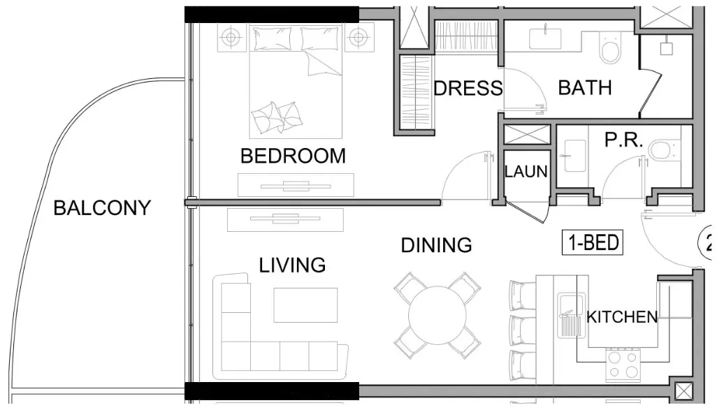 Damac Lagoons Views Phase 3 1 bed floor plan, 782 sqft