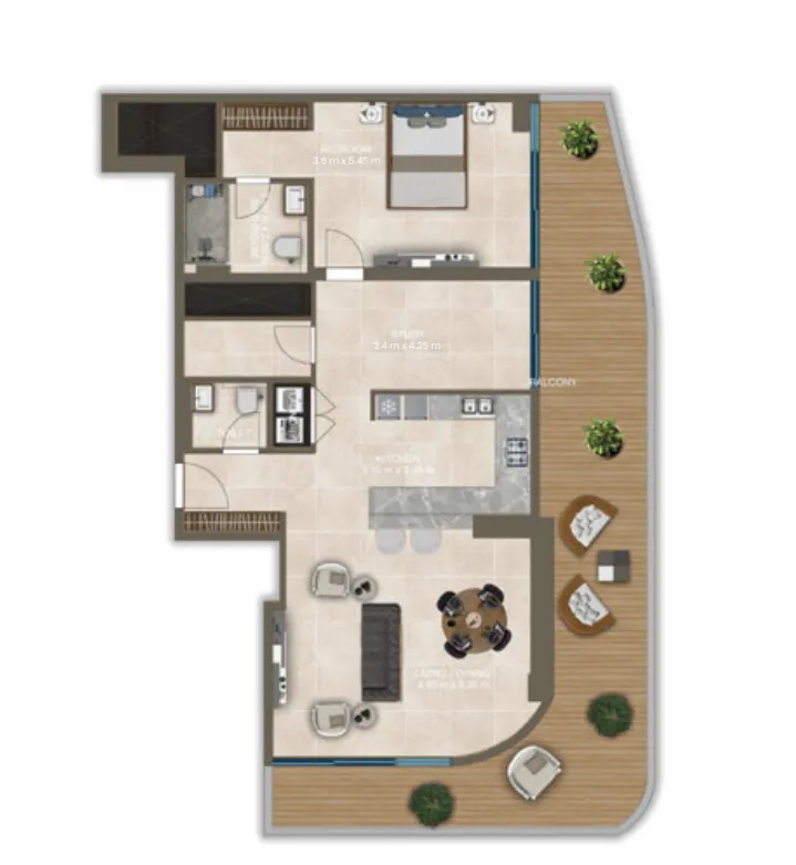 Nova Tower 2 bed floor plan, 1,494 sqft