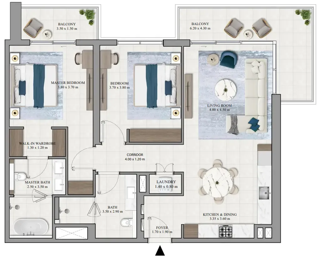 Grove Ridge 2 bed floor plan, 1,381 sqft