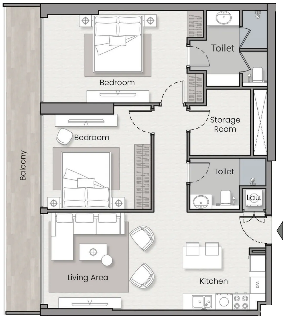 Havelock Heights 2 bed floor plan, 1,122 sqft