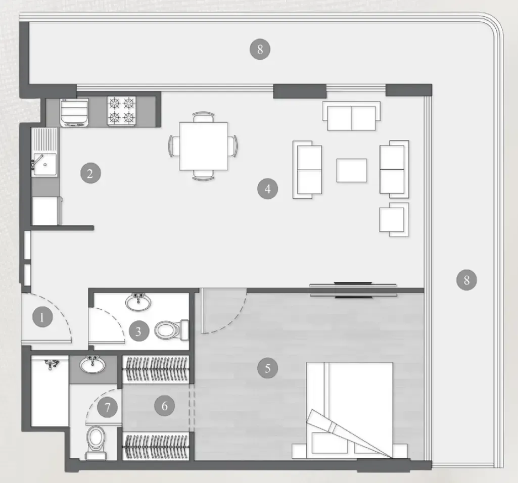 Elevia Residences  1 bed floor plan, 983 sqft