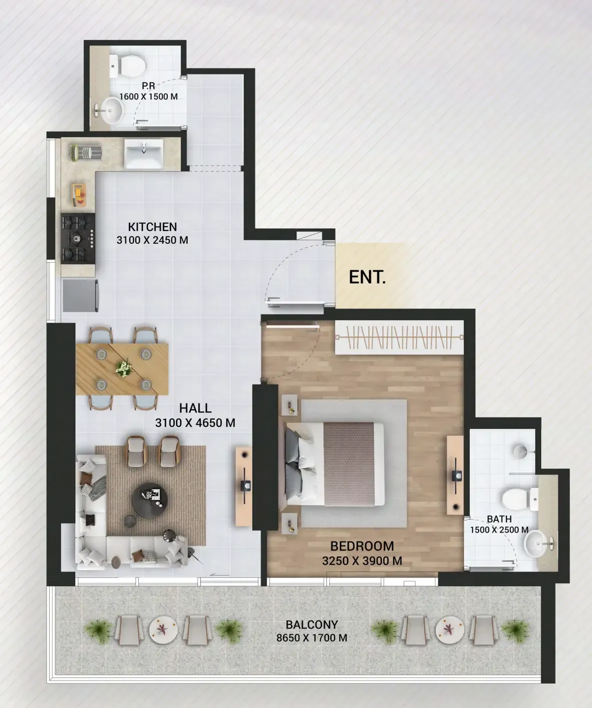 Empire Lake Views 1 bed floor plan, 754 sqft