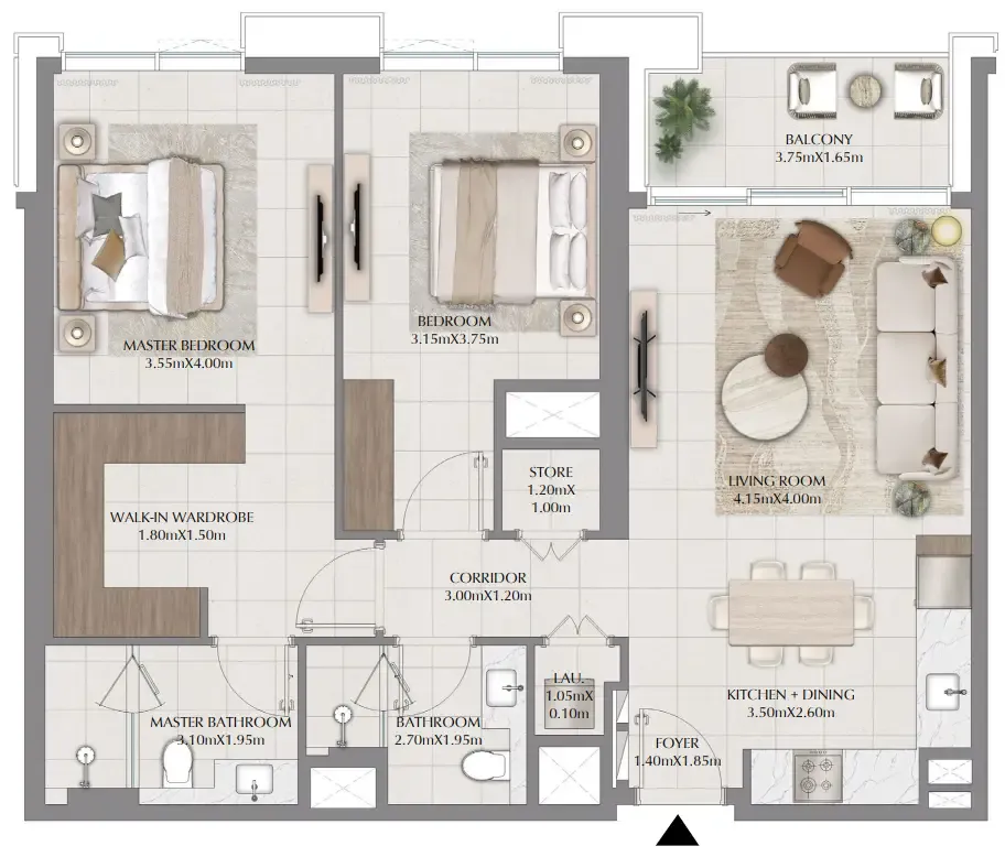 Terra Woods 2 bed floor plan, 1,113 sqft