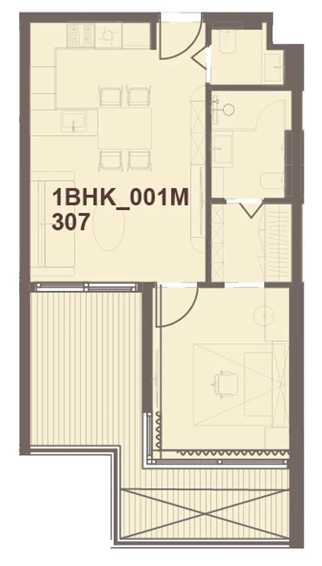 J-Haus Residence 1 bed floor plan, 701 sqft