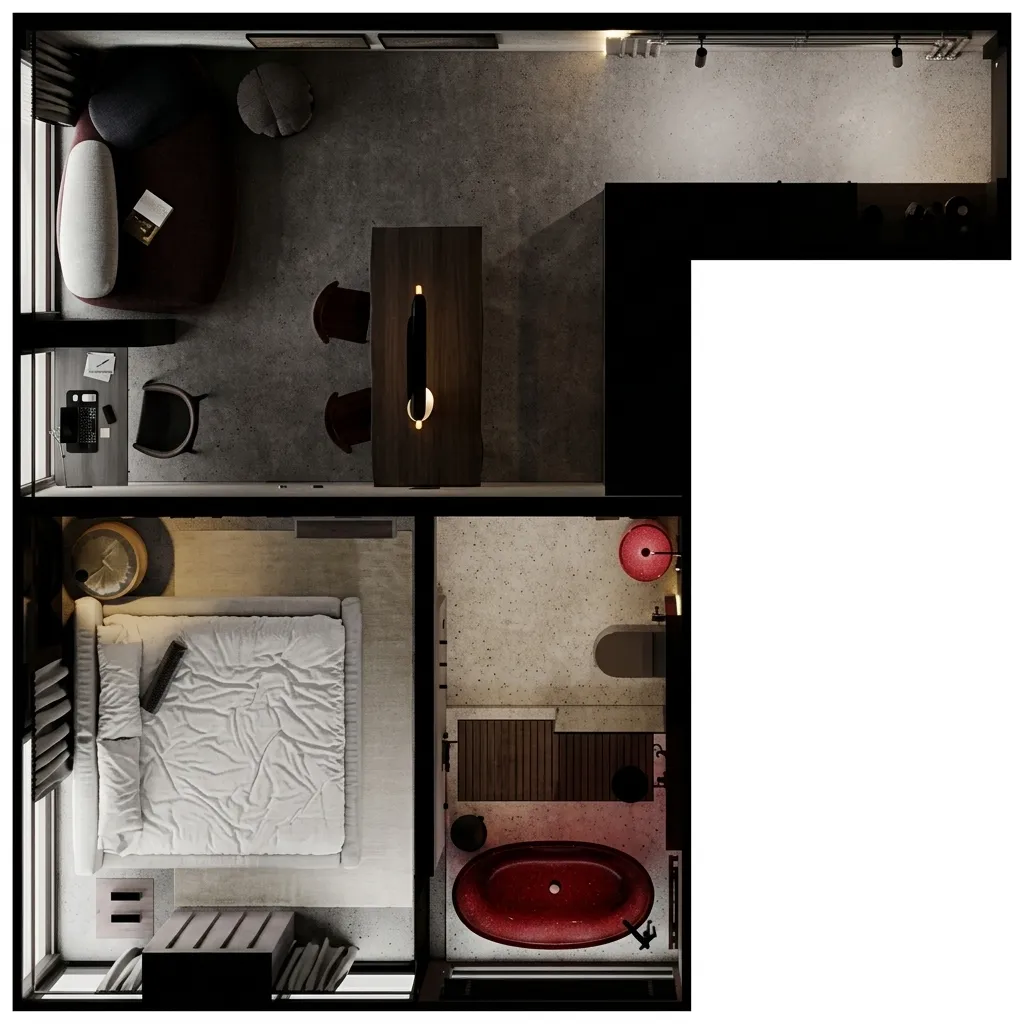 Predmet.Cemagi 1 bed floor plan, 355 – 636 sqft