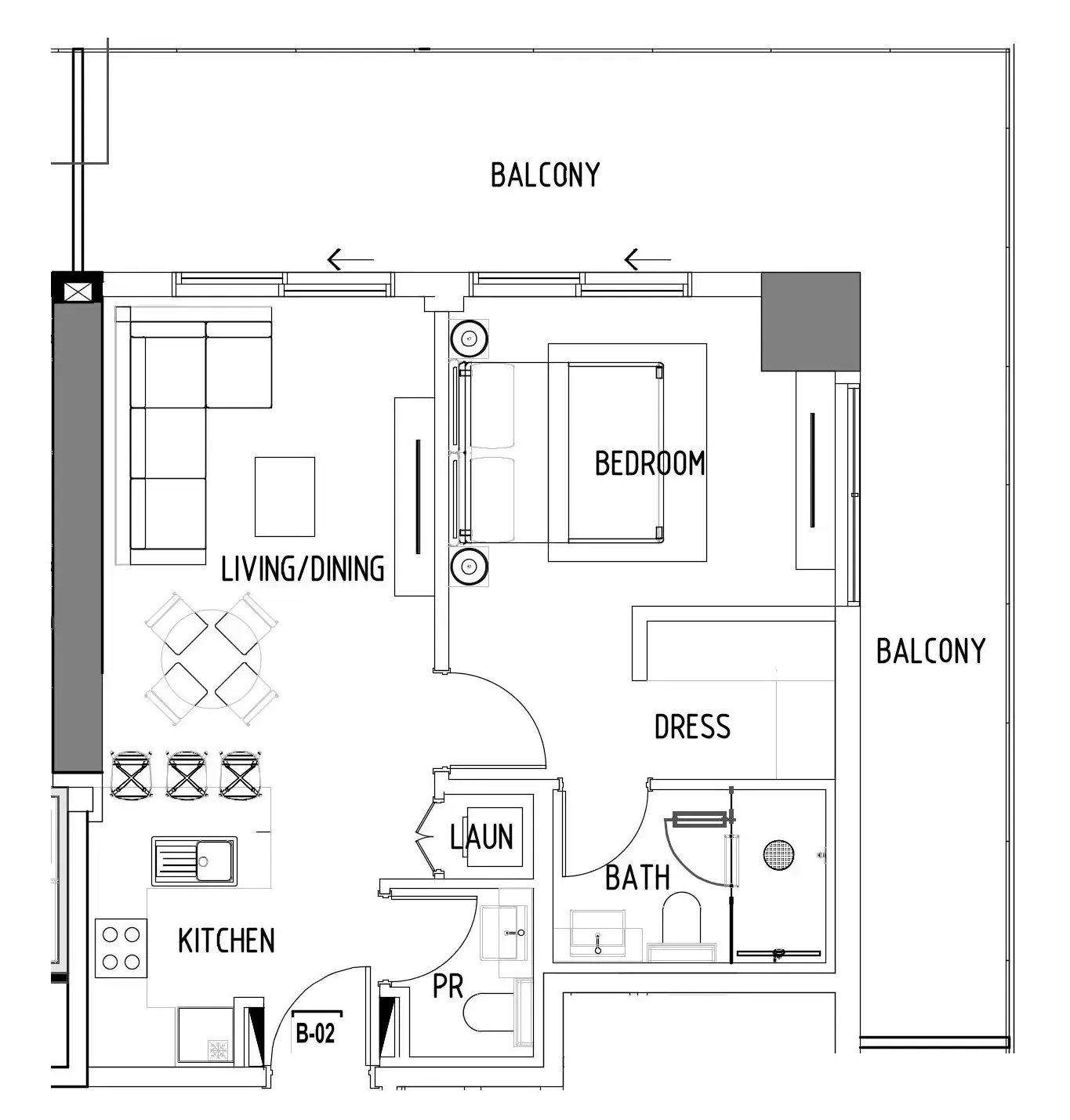 Chelsea Residences 1 bed floor plan, 1,001 – 1,010 sqft