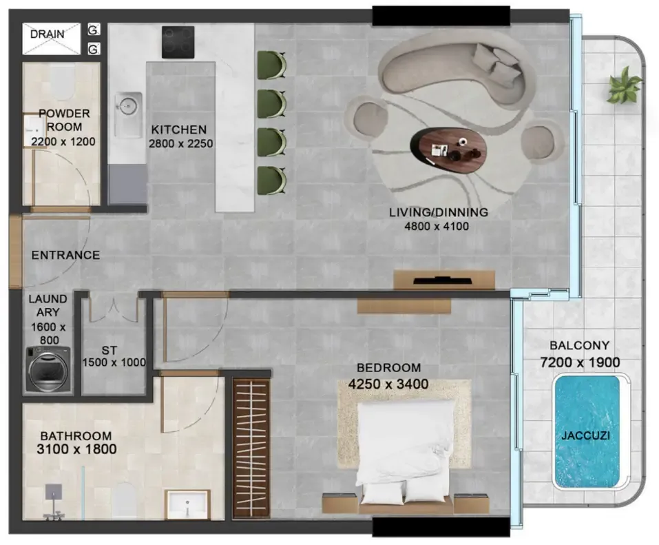 Vivanti Residences by Meteora 1 bed floor plan, 779 sqft