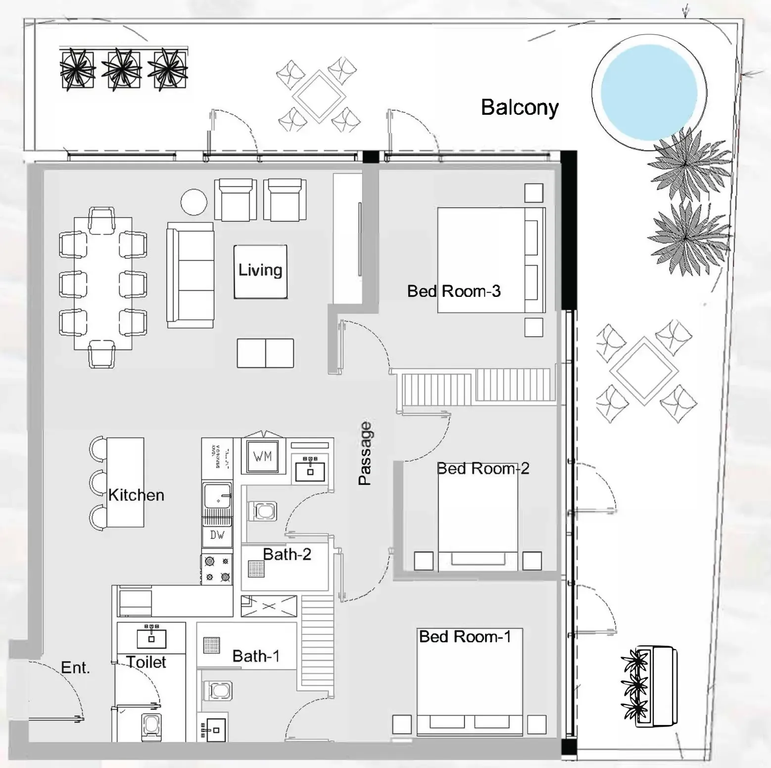 311 Boulevard 3 bed floor plan, 1,911 sqft