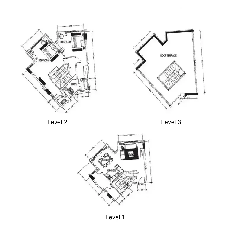 Suburbia 2 bed floor plan, 2,729 sqft