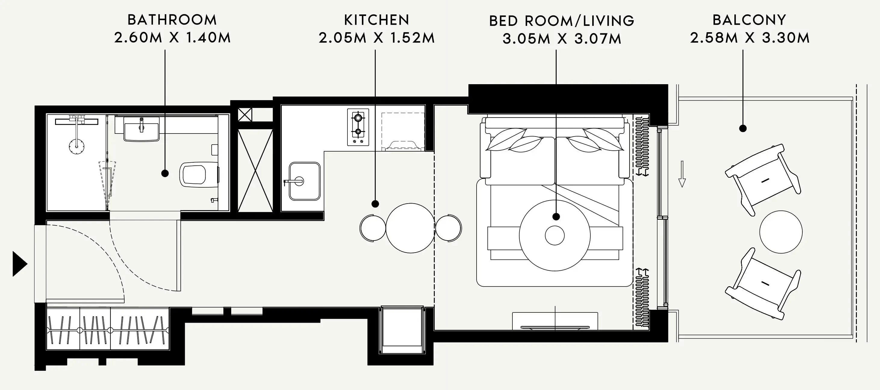 Azizi Venice Studio floor plan, 404 sqft