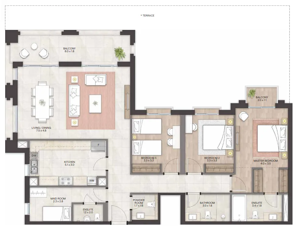 Bloom Living - Granada 3 bed floor plan, 1,795 – 1,797 sqft