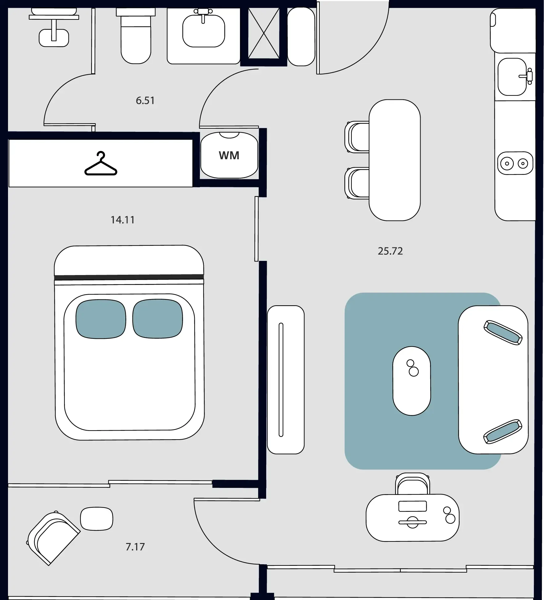 Essence Residence 1 bed floor plan, 581 sqft