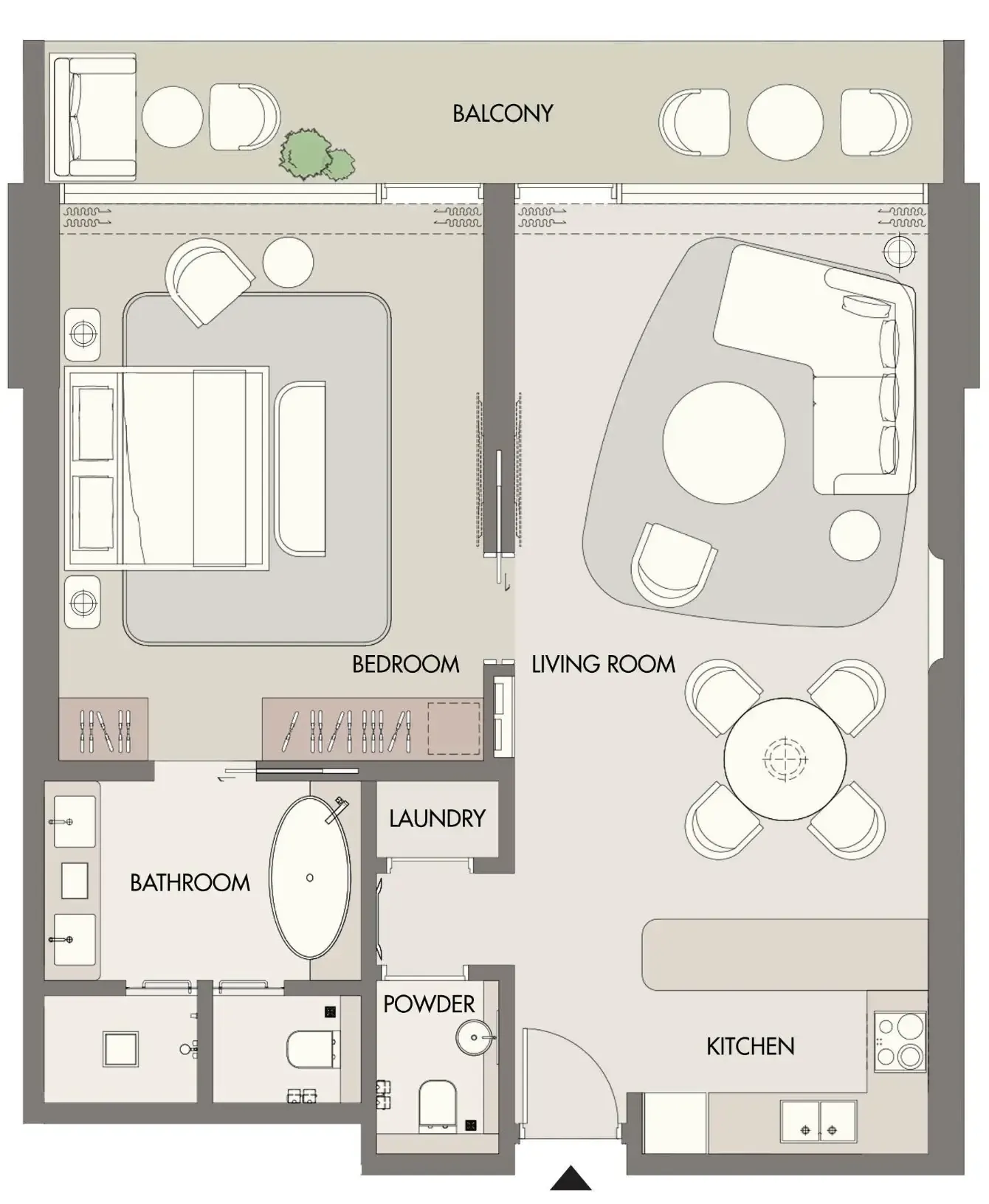 W Hotels and Residences Al Marjan 1 bed floor plan, 1,090 sqft