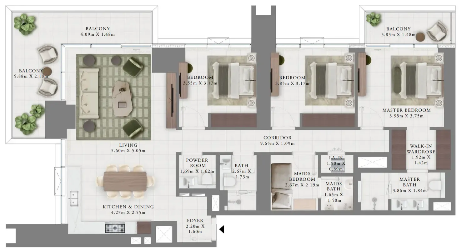 Creek Bay 3 bed floor plan, 1,855 sqft