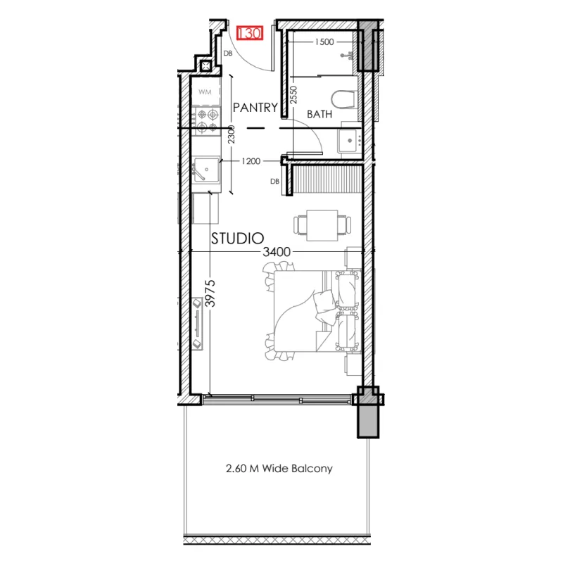 Al Haseen Residences 5 Studio floor plan, 383 sqft