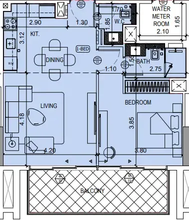 Binghatti Ruby 1 bed floor plan, 767 sqft