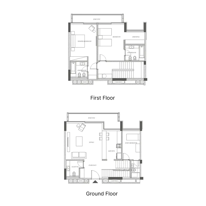 Sealine Residence 2 bed floor plan, 2,001 sqft