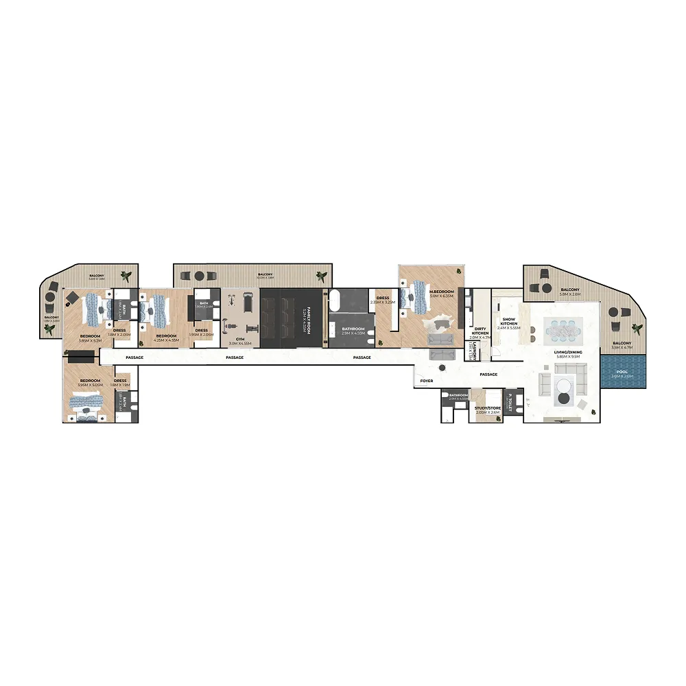 Hatimi Residences 4 bed floor plan, 4,591 sqft