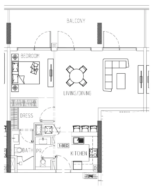 Damac Riverside Views 1 bed floor plan, 1,047 sqft