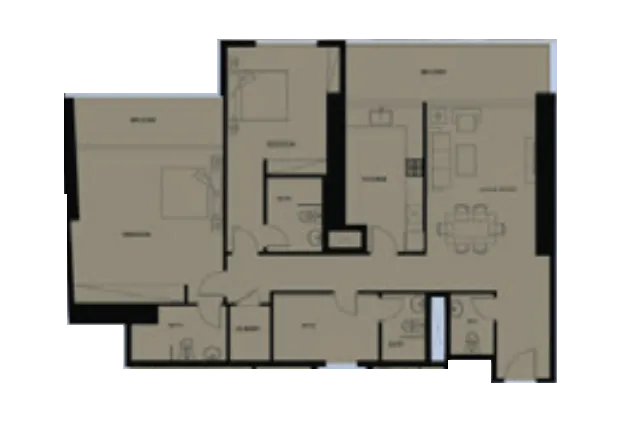 Faradis Tower 2 bed floor plan, 1,616 sqft