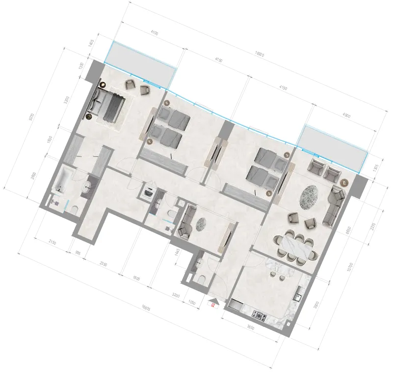 Orchid Towers Phase 1 3 bed floor plan, 1,812 sqft