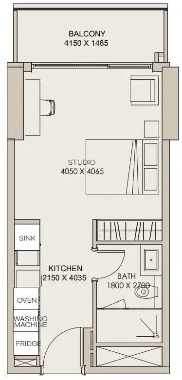 Nirvana Residences 1 Studio floor plan, 462 sqft