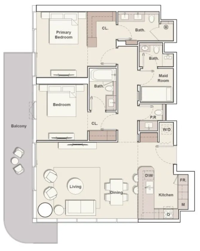 The Meriva Collection 2 bed floor plan, 1,545 sqft