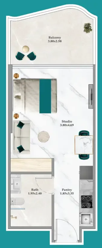 Breez Studio floor plan, 404 sqft