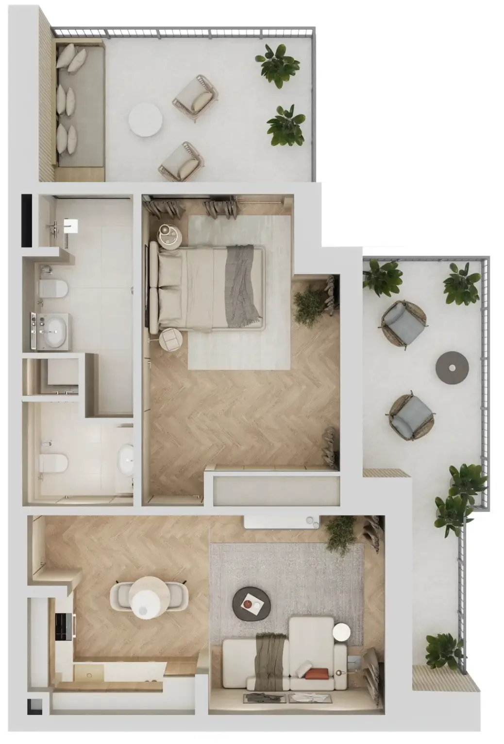 Arisha Terraces 1 bed floor plan, 948 sqft