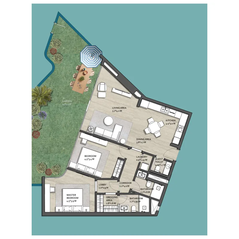 Vistal by Victoria Swarovski 2 bed floor plan, 1,802 sqft