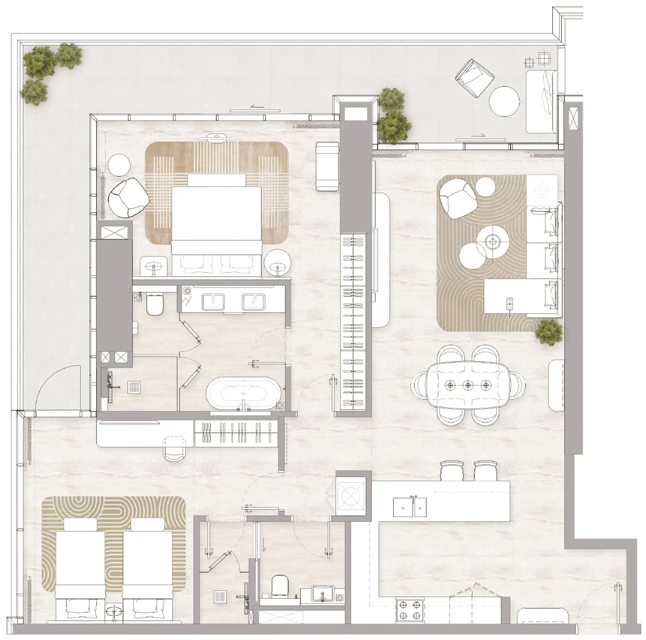 Kempinski Marina Residences 2 bed floor plan, 1,760 sqft