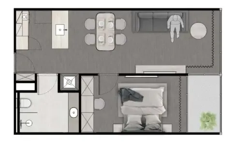 Next Point Condominium 1 bed floor plan, 635 – 639 sqft