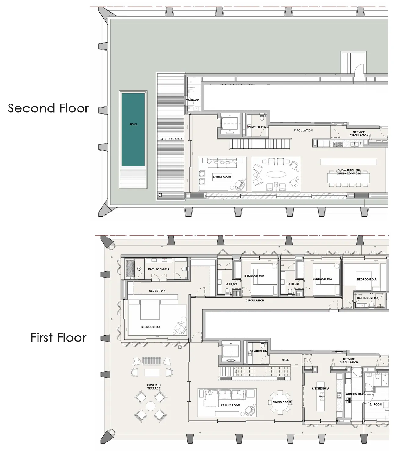 Sea Mirror Residences 4 bed floor plan, 11,151 sqft
