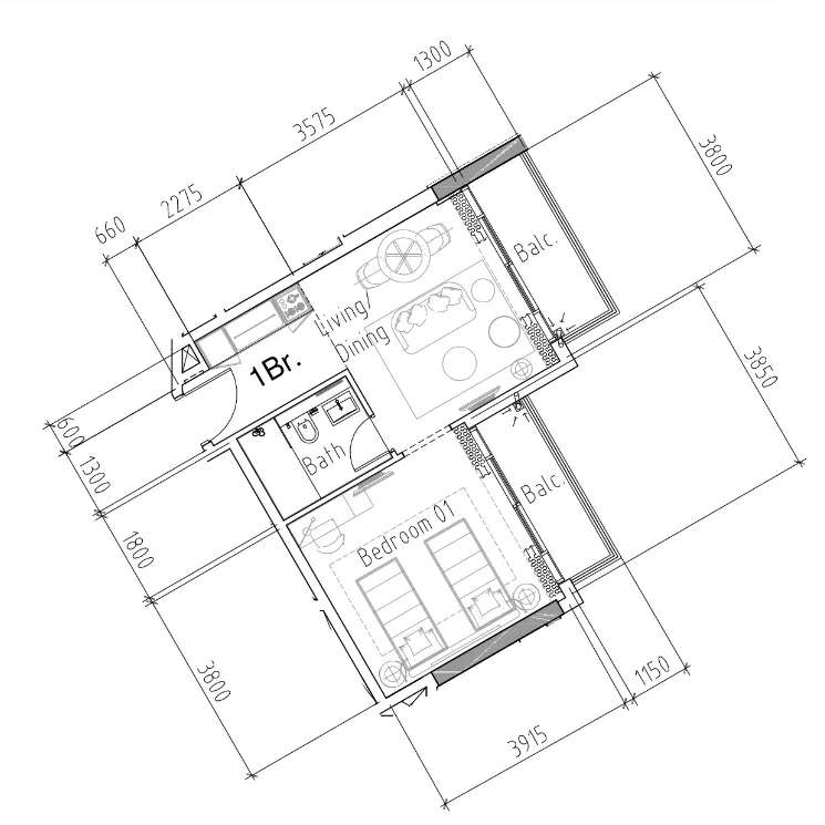 Damac Hills 2 - Hotel Edge by Rotana 1 bed floor plan, 547 sqft