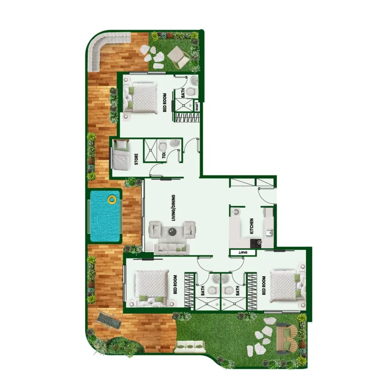 Vincitore Wellness Estate 3 bed floor plan, 2,290 sqft