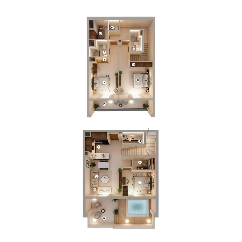 Q Gardens Loft 3 bed floor plan, 2,205 sqft