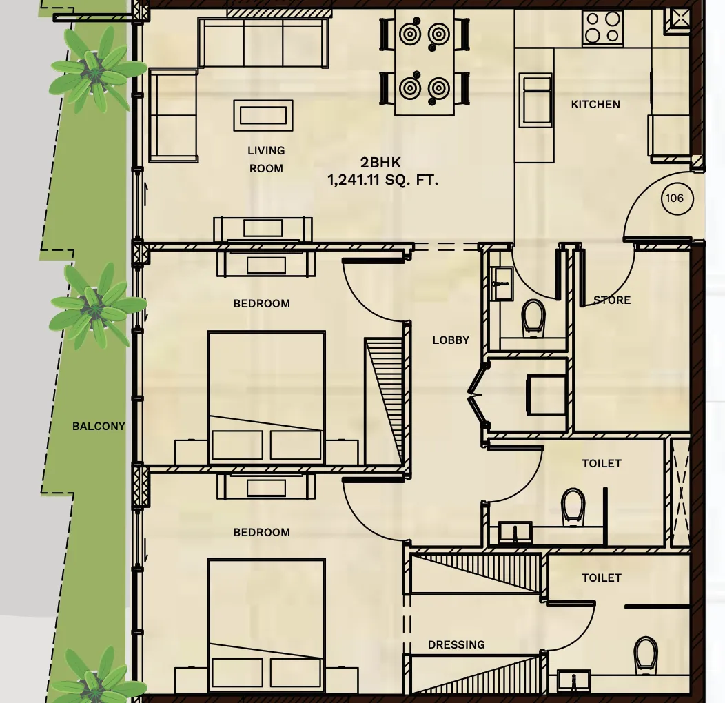 Gateway by Premier Choice 2 bed floor plan, 1,235 sqft