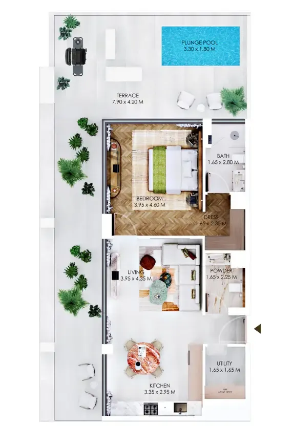 Rabdan Square 1 bed floor plan, 1,399 sqft