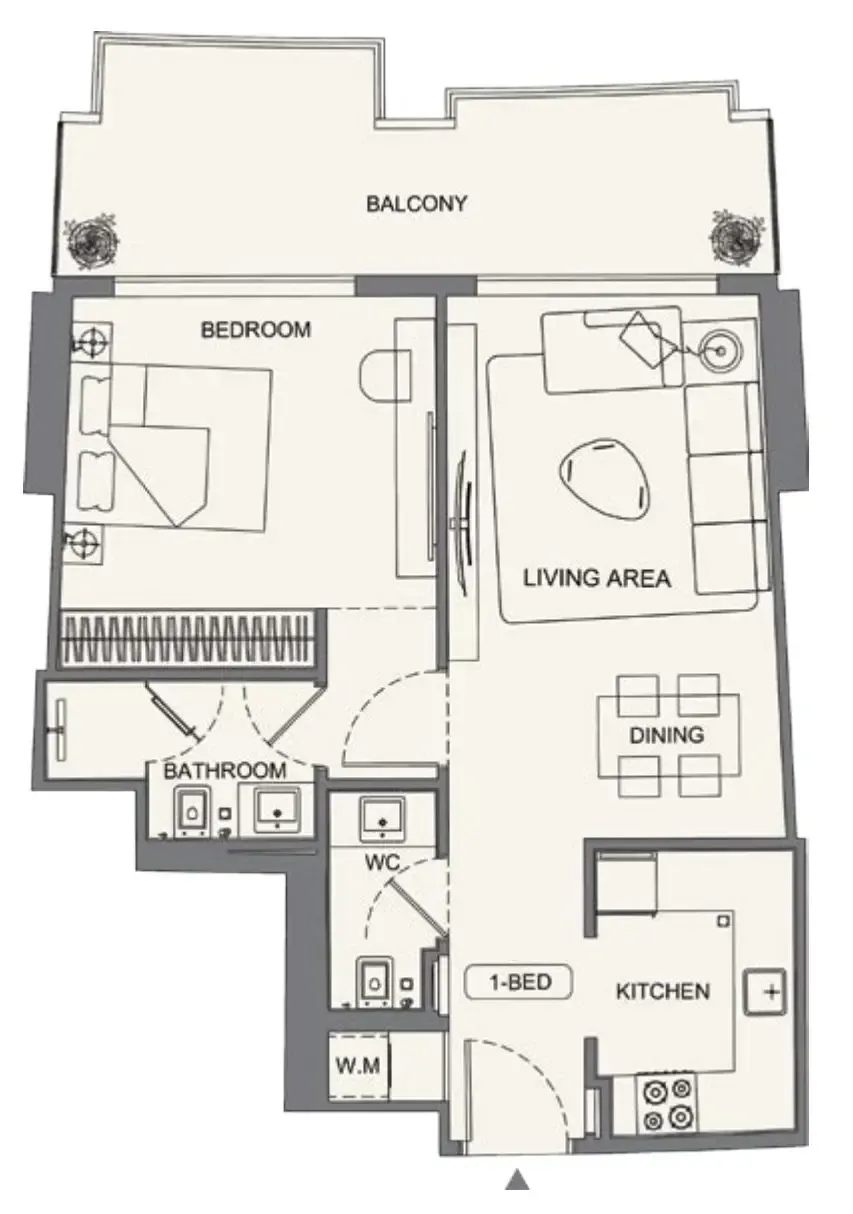 Binghatti Wraith 1 bed floor plan, 755 sqft