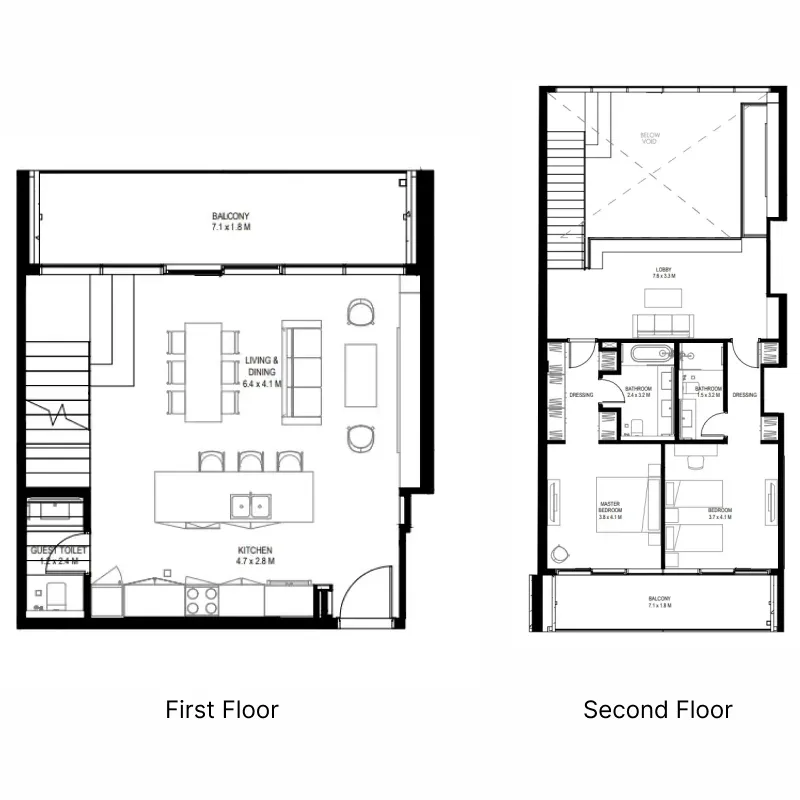 il teatro Residences 1 and 2 2 bed floor plan, 2,249 sqft