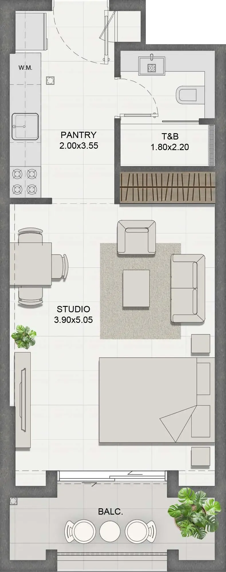 Reeman Residence 01 Studio floor plan, 431 sqft