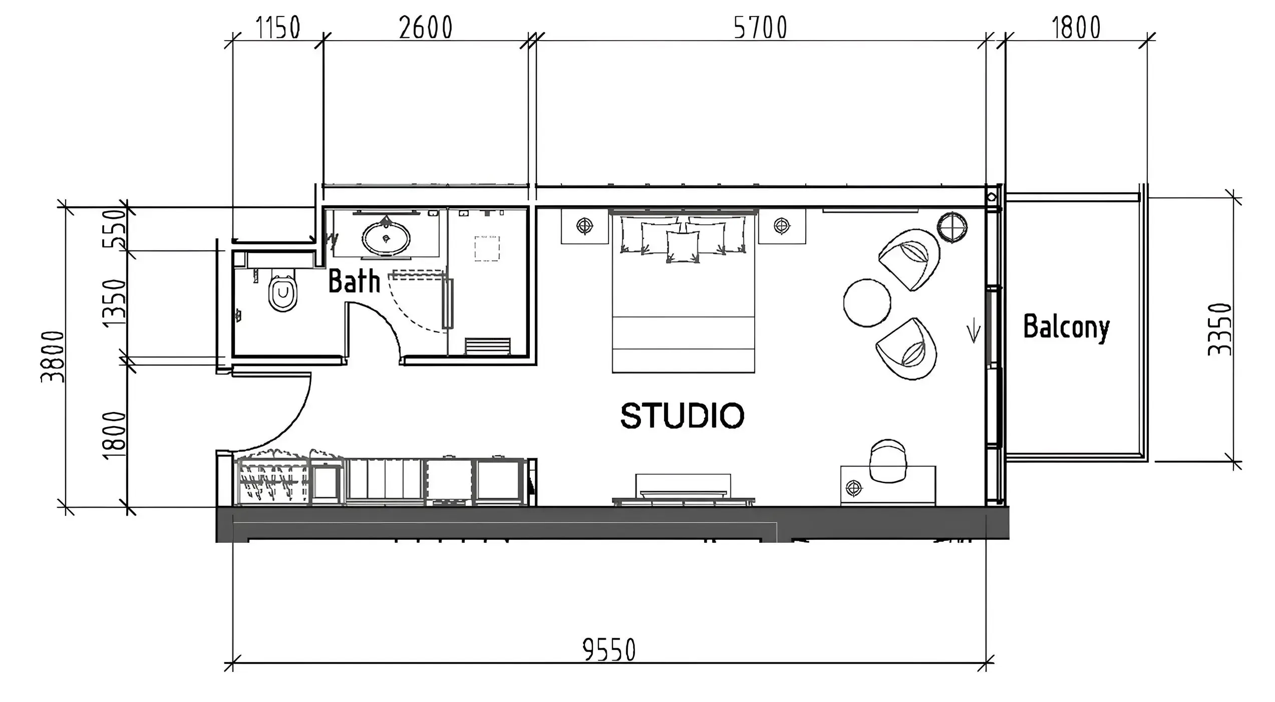 Damac Hills - Artesia Studio floor plan, 492 sqft