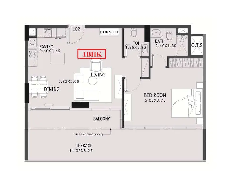 Estrella By Nexus 1 bed floor plan, 1,005 sqft